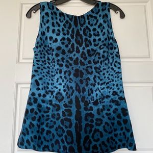 Dolce & Gabbana Silk TEAL Blue Leopard Print Blouse / Top Sz 42 Small